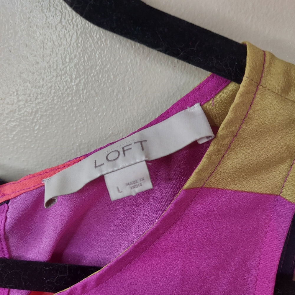 Loft multicolored stripe sleeveless dress office colorful brunch - Picture 3 of 9